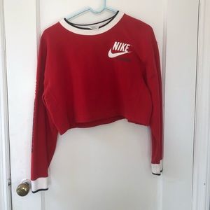 Red Nike Cropped Sweater